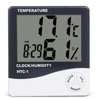 Phlizon Humidity Monitor with Thermometer and Clock With Use Manual  3-in-1 Digital Weather Station With Humidity Meter Temperature Gauge  Time Display and Built-in Clock  for House Indoor Plant - B0788M9YQM
